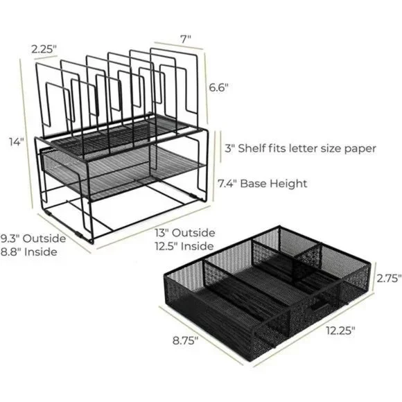 Black Workspace Desk organizers and Storage and Accessories Desktop Rack